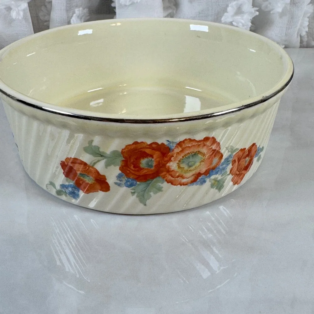 Hall 505‎ Orange Poppy Souffle Casserole Dish 7.75